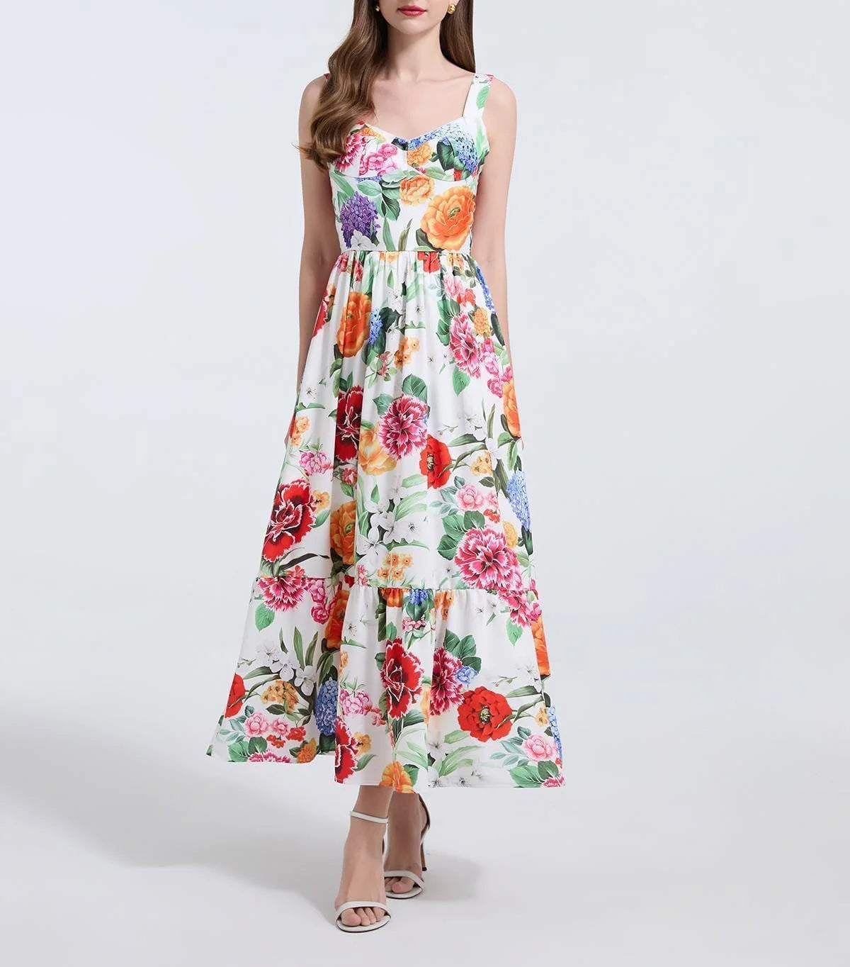 Robe d'Été fleurie 100% Élégance – Coupe Licou et Taille Affinée Féminine