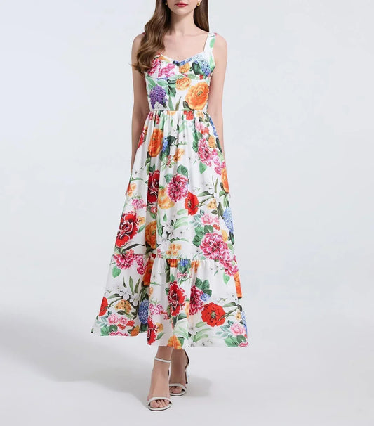 Robe d'Été fleurie 100% Élégance – Coupe Licou et Taille Affinée Féminine - Oléna-Fashion