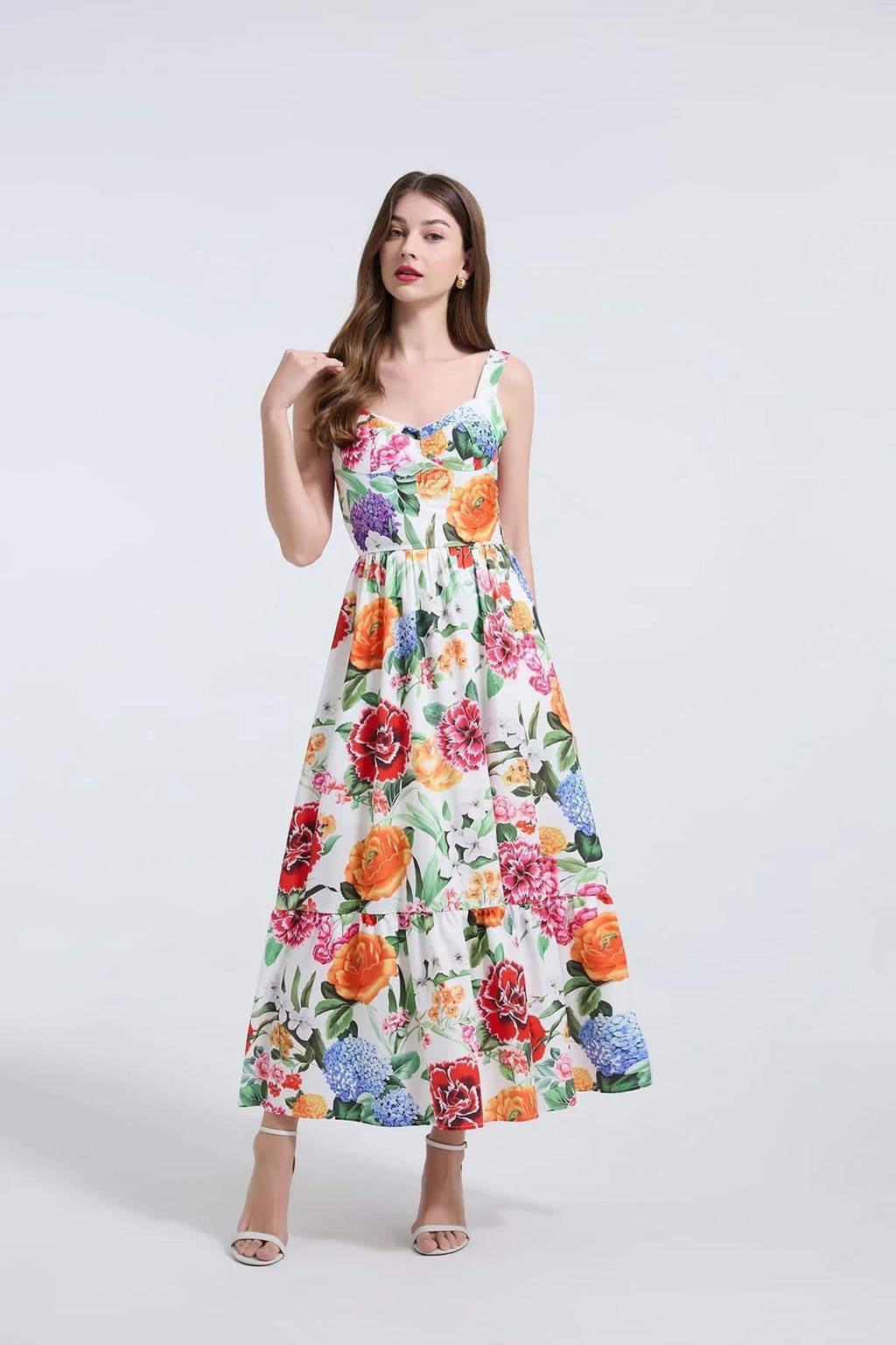 Robe d'Été fleurie 100% Élégance – Coupe Licou et Taille Affinée Féminine