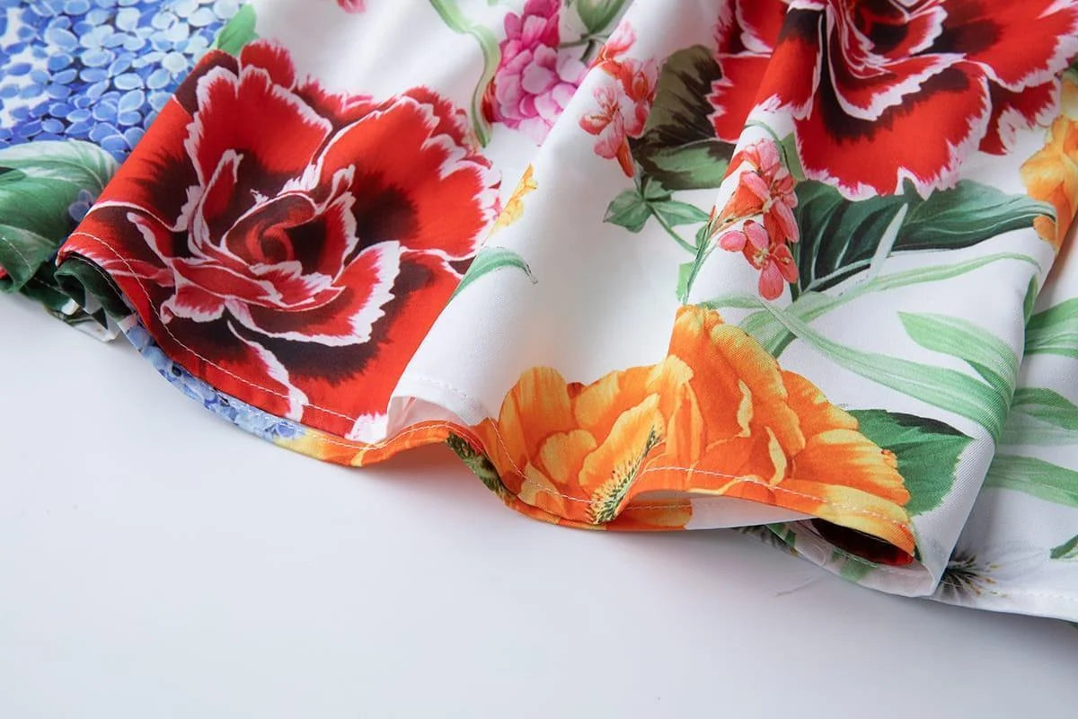 Robe d'Été fleurie 100% Élégance – Coupe Licou et Taille Affinée Féminine