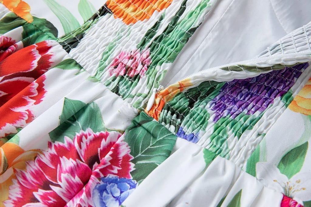 Robe d'Été fleurie 100% Élégance – Coupe Licou et Taille Affinée Féminine