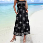 Robe d'Été à Bretelles –Tenue Idéale pour des Vacances Inoubliables Noir S