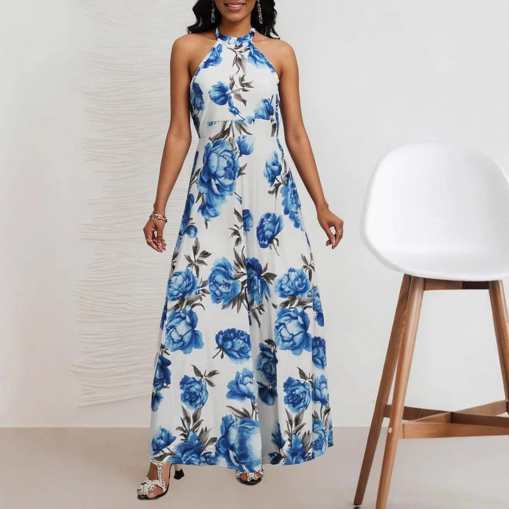 Robe Chic Sans Manches Col Licou Élégante Soirée