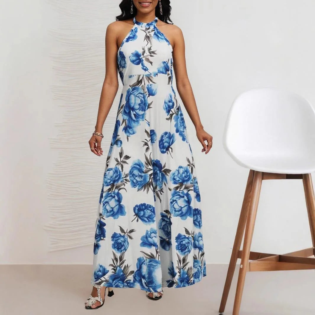 Robe Chic Sans Manches Col Licou Élégante Soirée