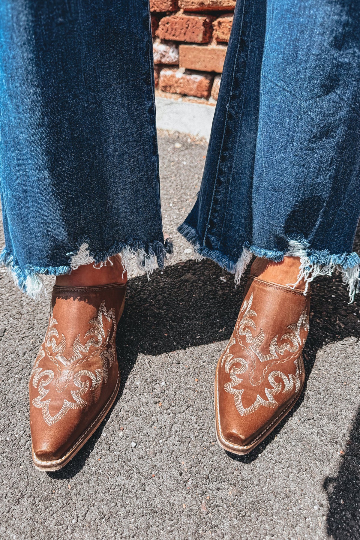 Jean Flare Taille Haute Bleu Moyen à Ourlet Effiloché