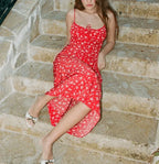 1 Robe d'Été Mi-Longue à Bretelles avec Motif Floral et Taille Ajustée pour un Style Féminin - Oléna-Fashion