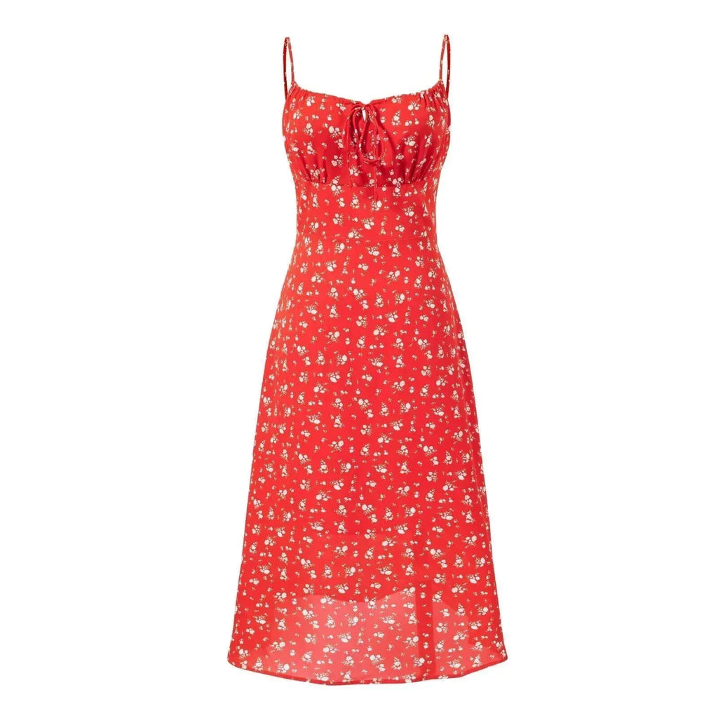 1 Robe d'Été Mi-Longue à Bretelles avec Motif Floral et Taille Ajustée pour un Style Féminin - Oléna-Fashion