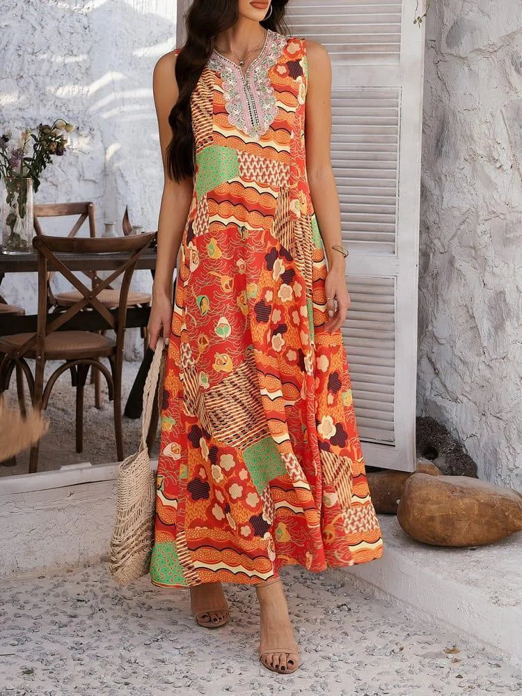 Robe Mi-Longue Été Femme – Robe Maxi Décontractée et Élégante