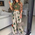 Pantalon Décontracté Femme Confortable Plumes Chic