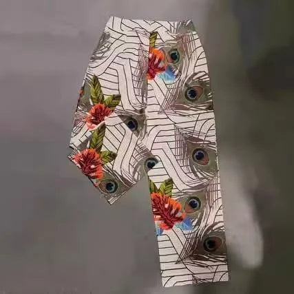 Pantalon Décontracté Femme Confortable Plumes Chic