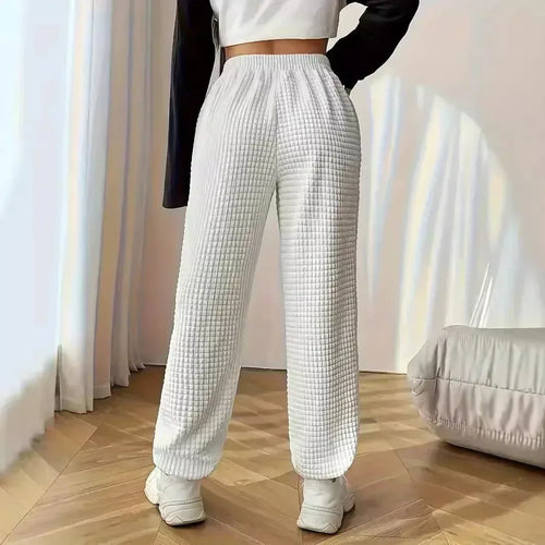1 Pantalon de jogging taille haute blanc à la mode - chaud décontracté pour femmes