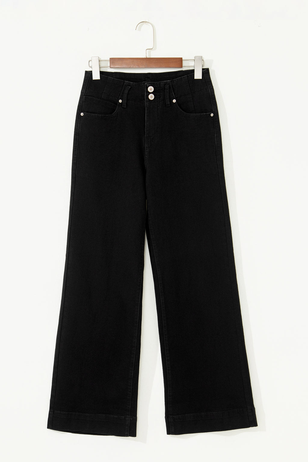 Jean Large Taille Haute Double Bouton – 4 Coloris