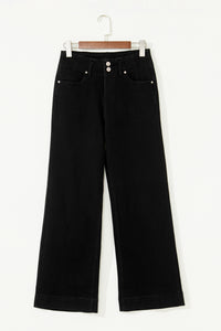 Jean Large Taille Haute Double Bouton – 4 Coloris