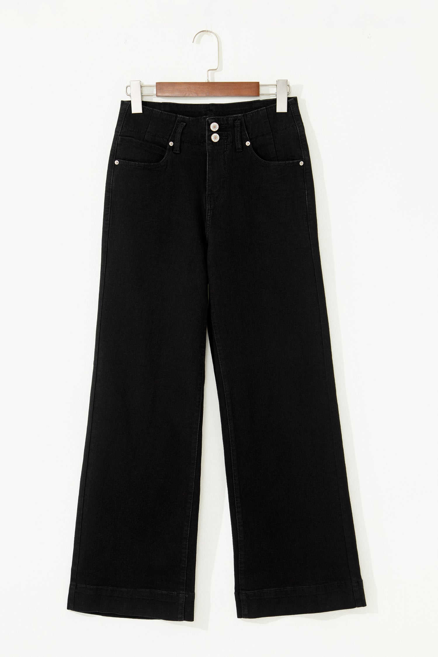Jean Large Taille Haute Double Bouton – 4 Coloris
