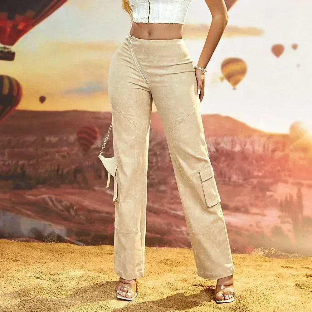 1 Pantalon Femme Cargo Décontracté – Confort et Tendance au Quotidien Khaki