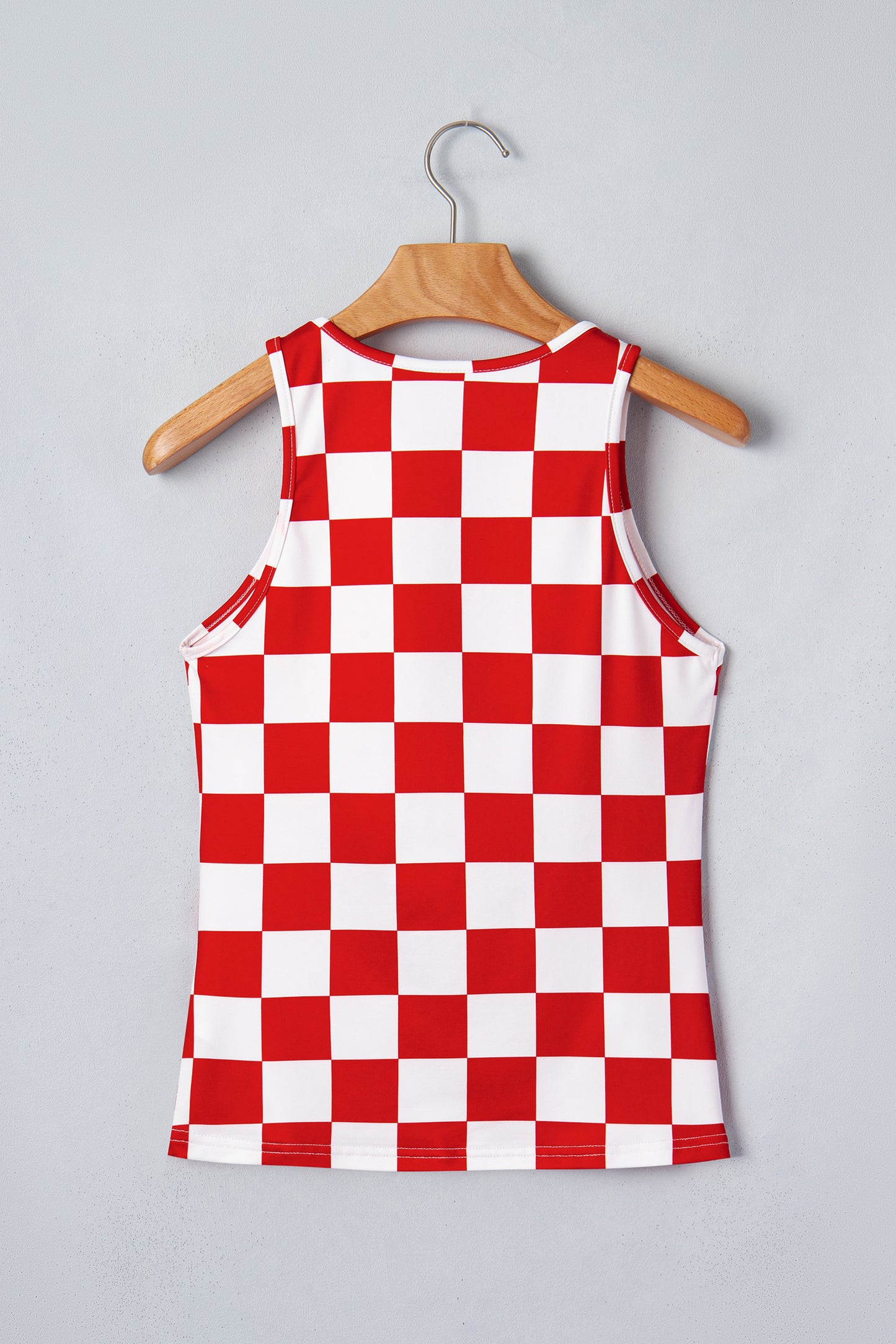 Débardeur Slim à Motif Damier Noir
