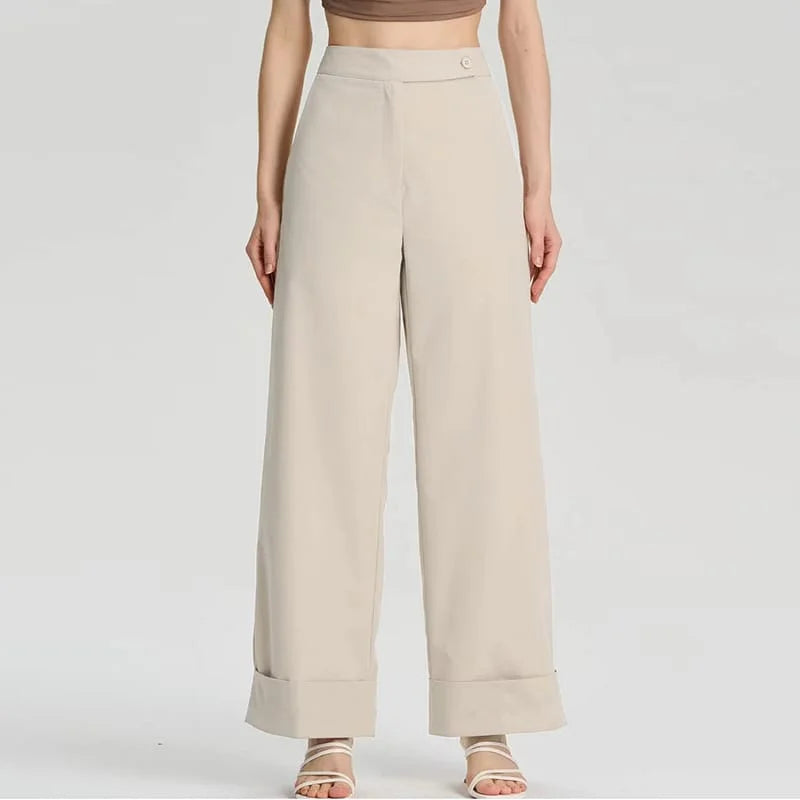 Pantalon large taille haute pour femme- Style décontracté Saison Printemps/Été/Automne