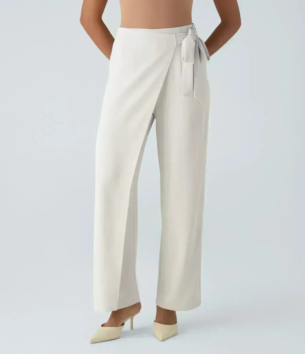 1 Pantalon pour femme style élégant à jambes larges Blanc L