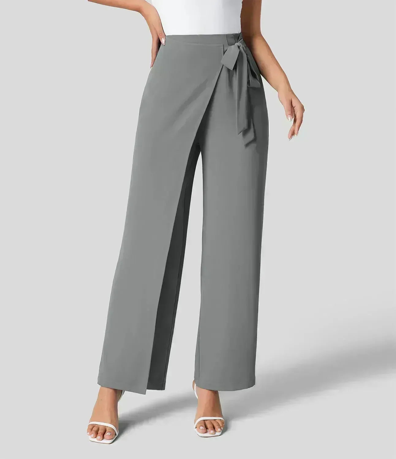 1 Pantalon pour femme style élégant à jambes larges Vert XL