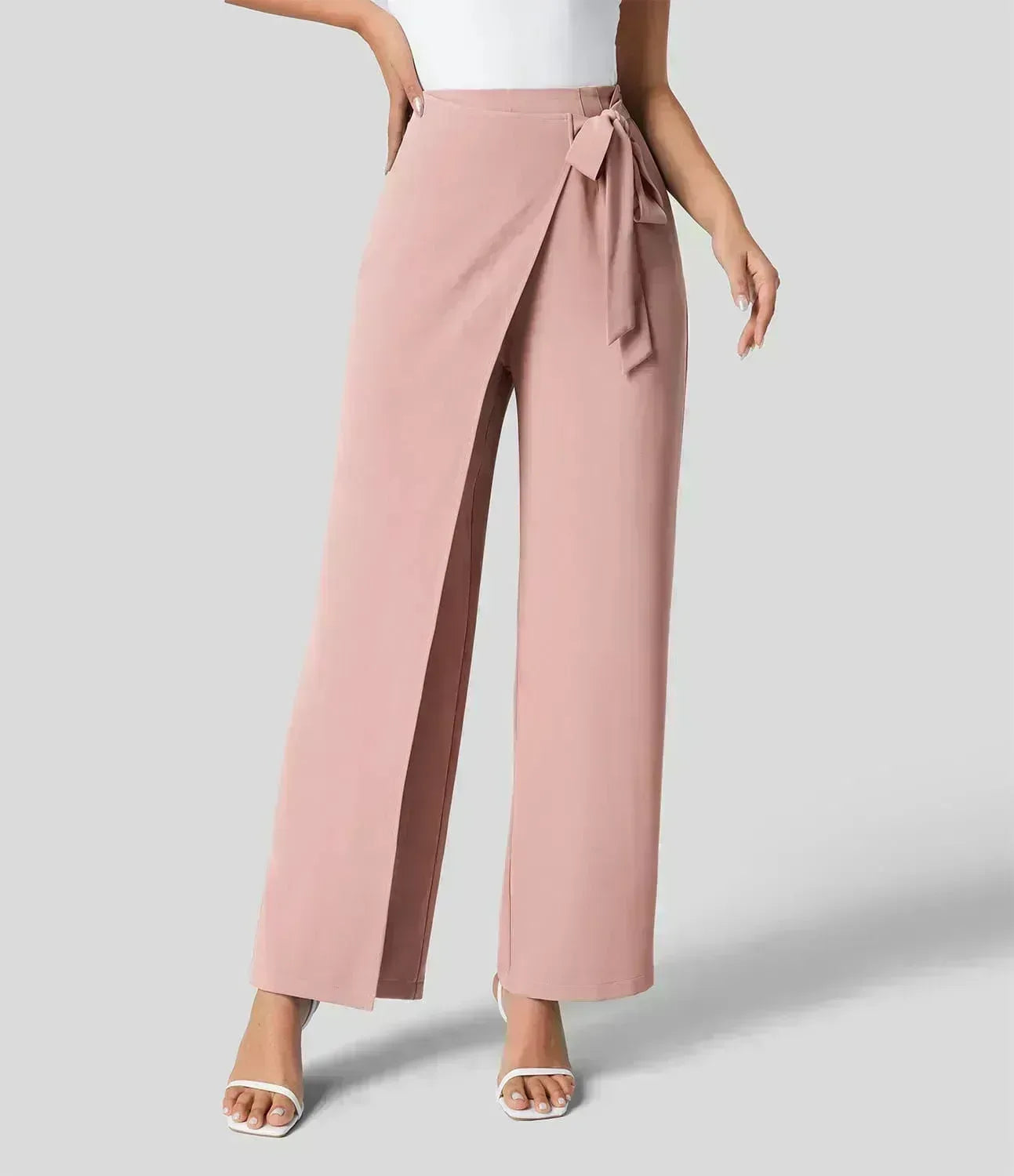 1 Pantalon pour femme style élégant à jambes larges Rose L
