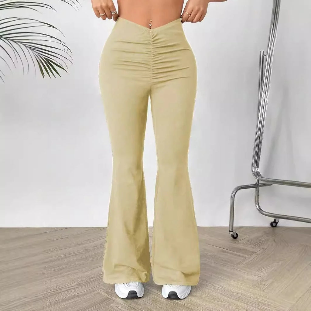 Pantalon coupe bootcut amincissants taille en V pour femmes 100% confortable