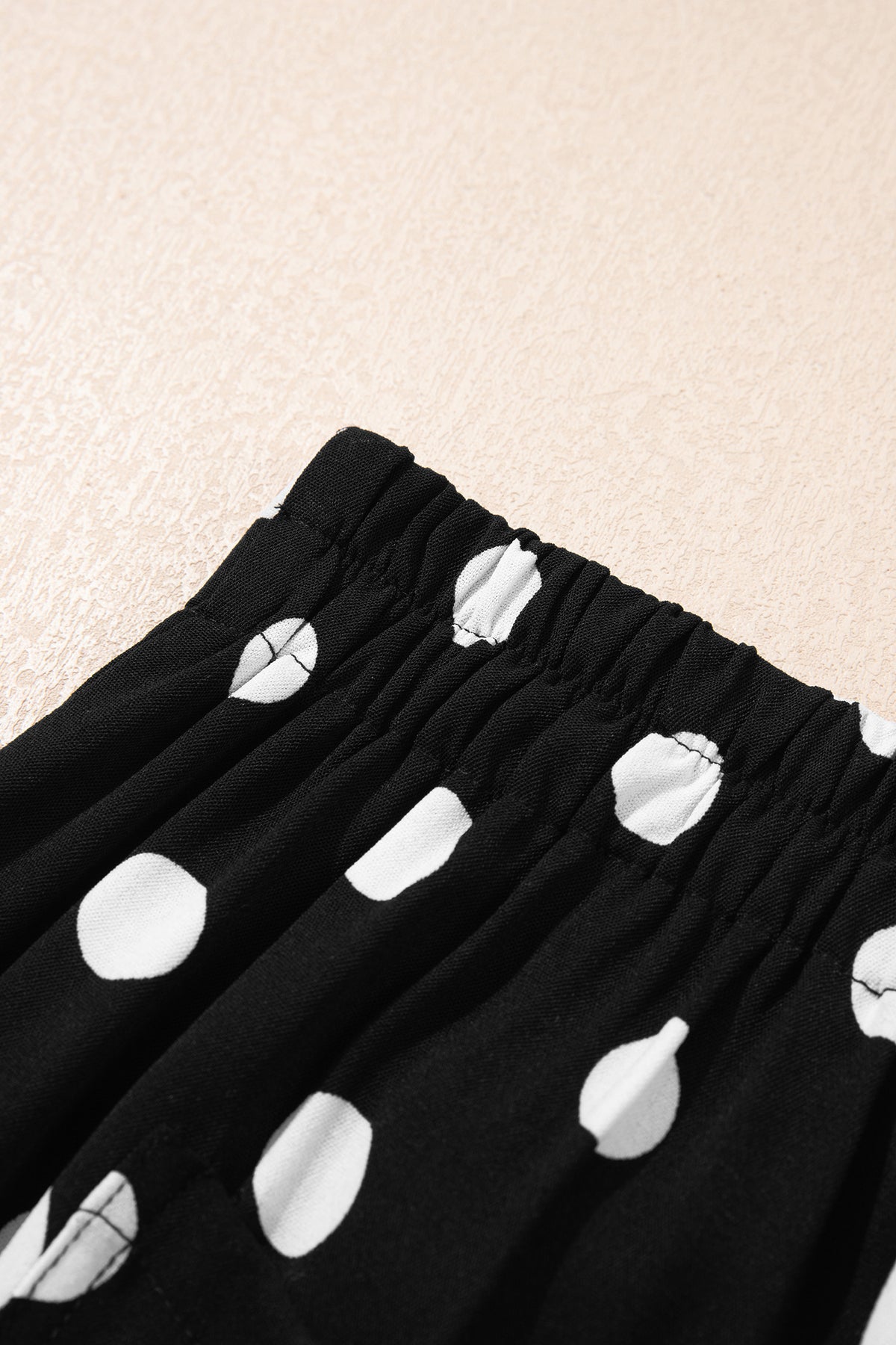 Pantalon Large à Pois Taille Mi-Haute Poches Plaquées – 4 Coloris