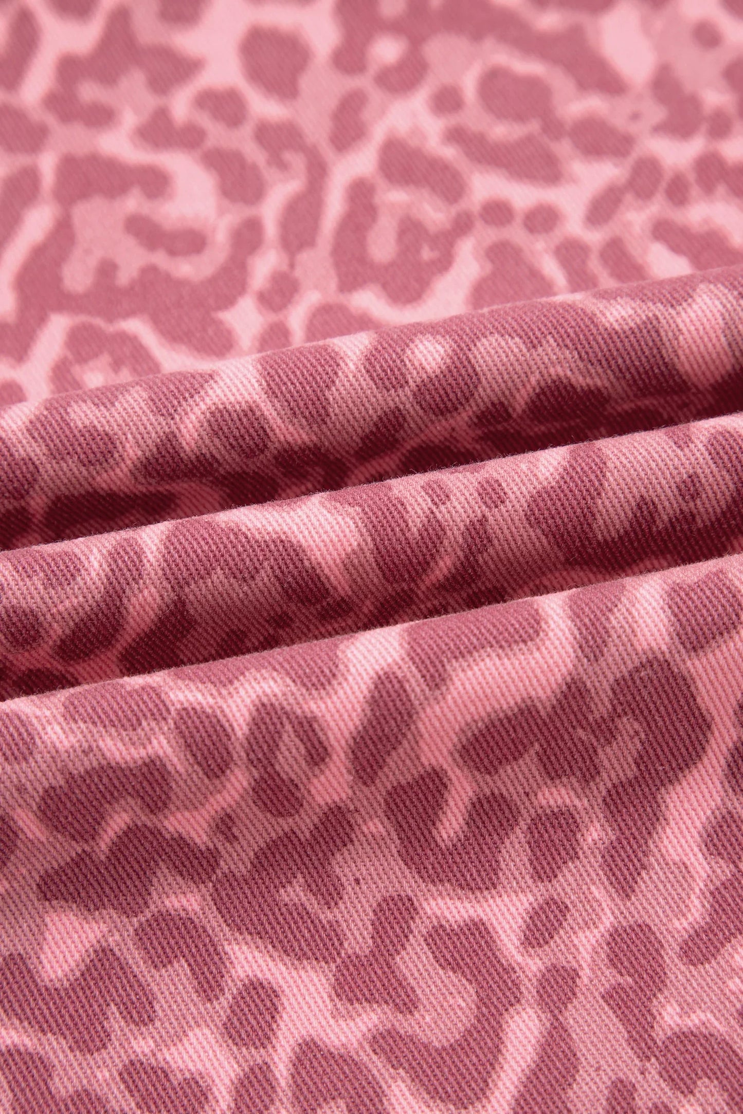 Jean Léopard Rose Jambe Large Taille Haute Bords Effilochés Femme - Oléna-Fashion