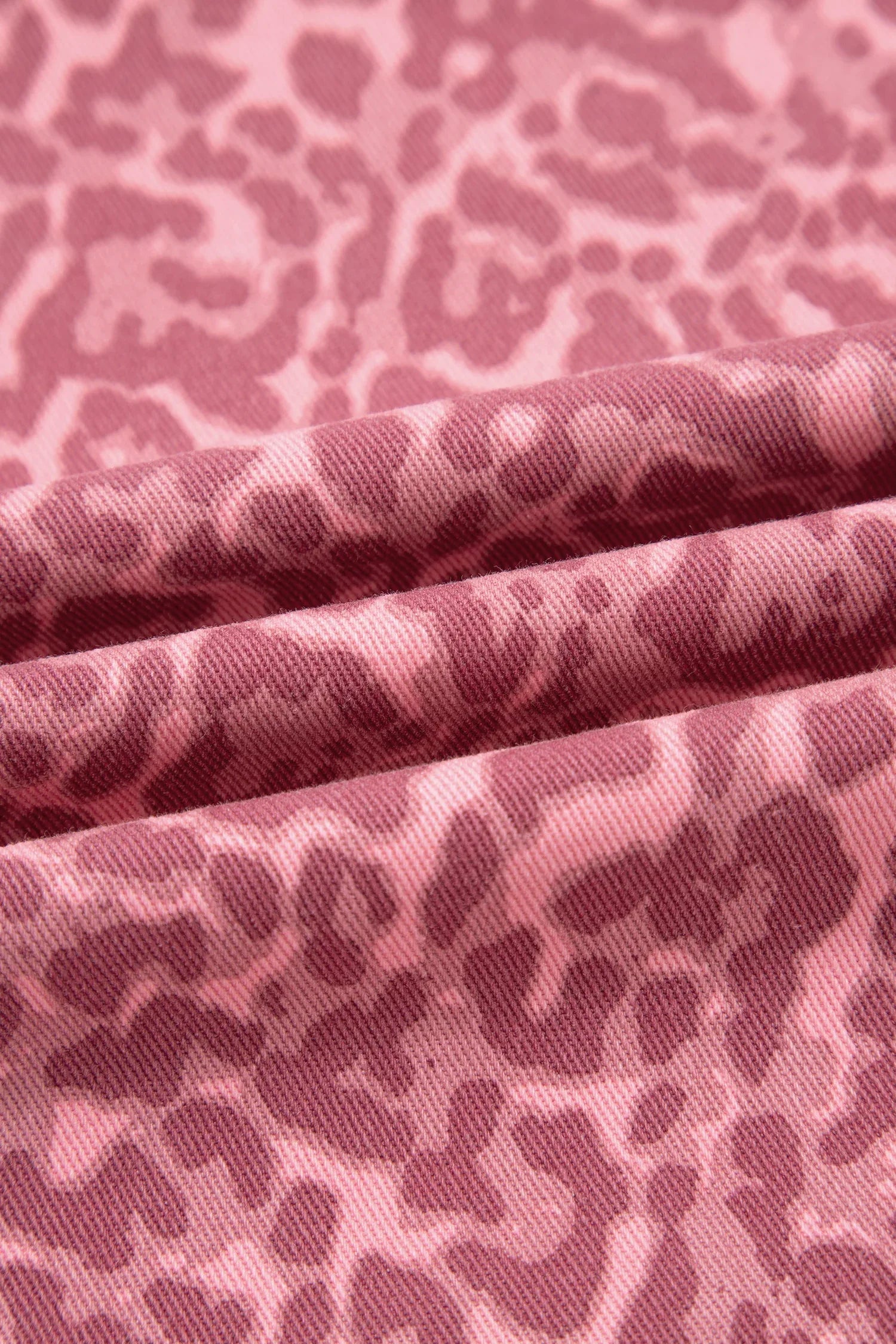 Jean Léopard Rose Jambe Large Taille Haute Bords Effilochés Femme - Oléna-Fashion