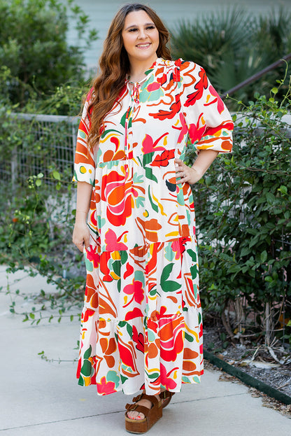 Robe longue grande taille Élégante imprimé floral