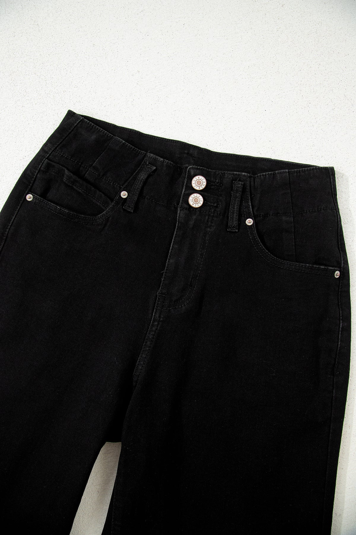 Jean Large Taille Haute Double Bouton – 4 Coloris