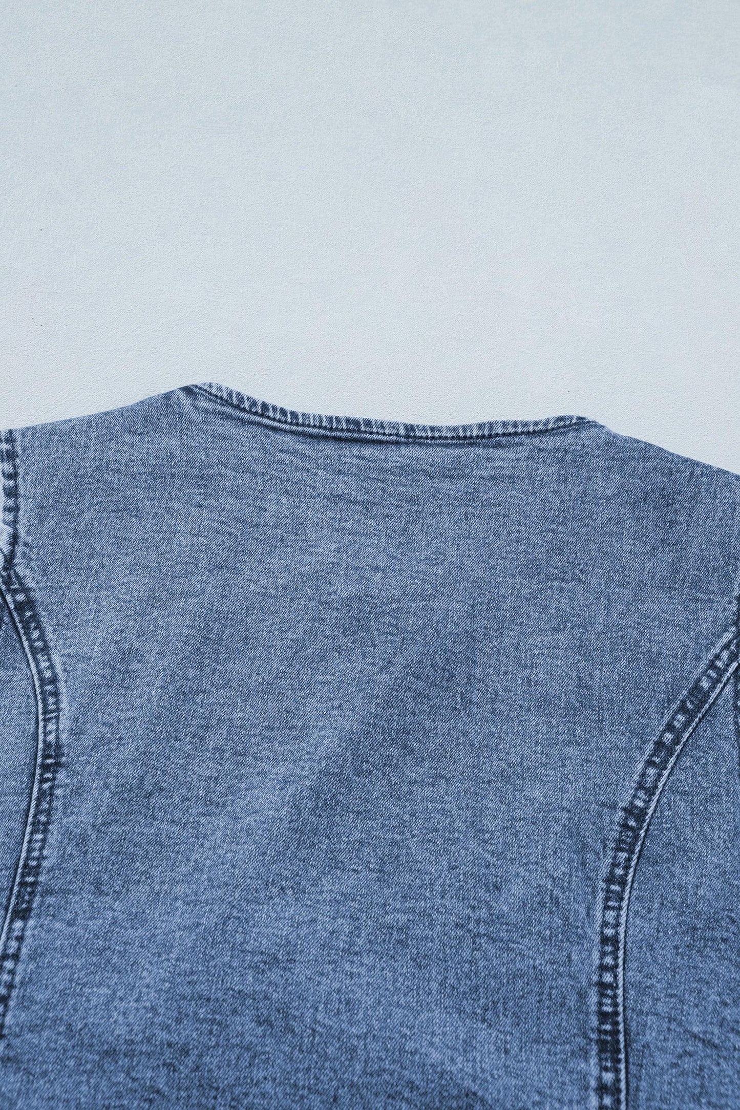 Gilet Sans Manches Denim Bleu Boutons Fente Avant Style Western Femme - Oléna-Fashion