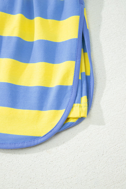 Yellow striped 2-piece athletic set for summer