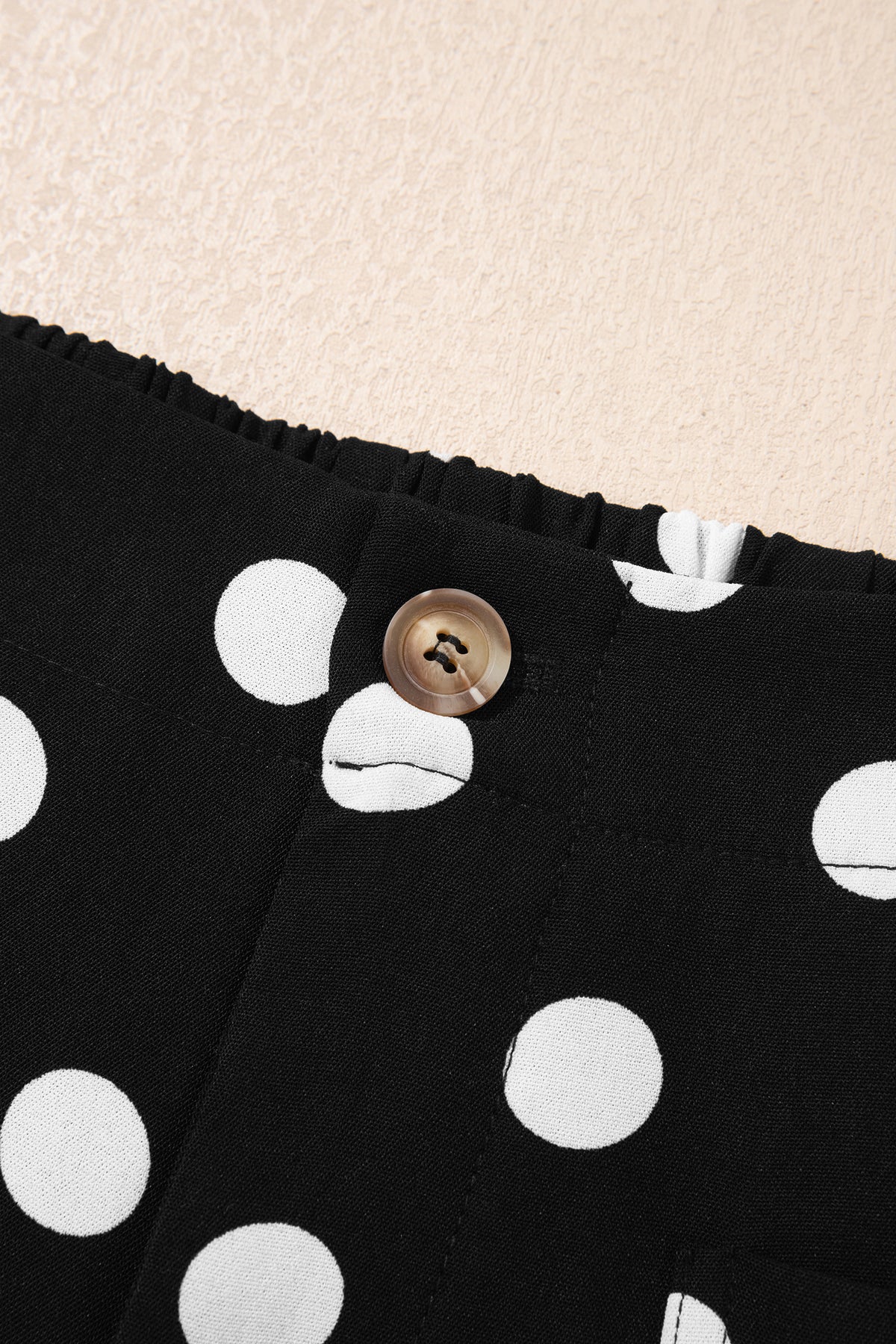 Pantalon Large à Pois Taille Mi-Haute Poches Plaquées – 4 Coloris  Blanc / S / 100%Polyester Olena-Fashion