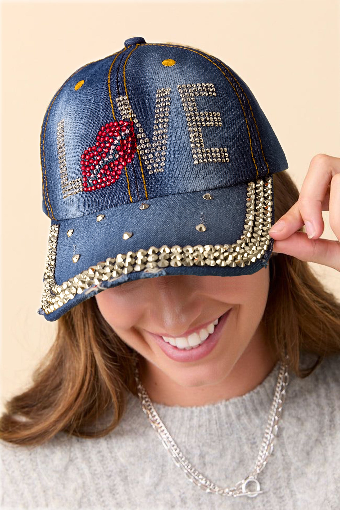 Casquette en Denim Chic Incontournable avec Strass