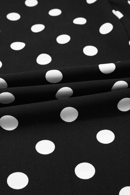 Pantalon Large à Pois Taille Mi-Haute Poches Plaquées – 4 Coloris  Blanc / S / 100%Polyester Olena-Fashion