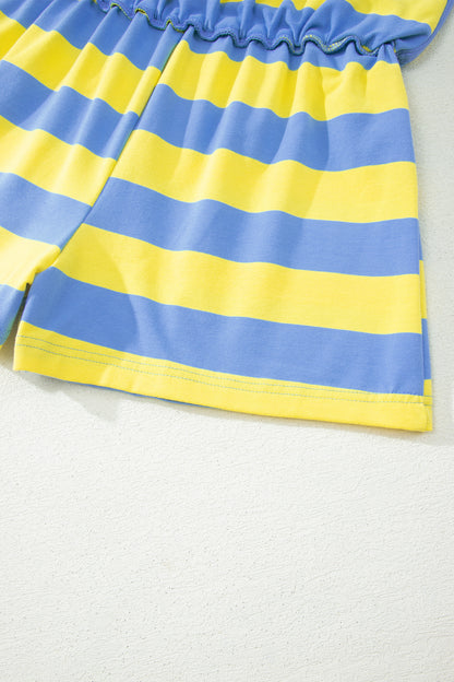 Yellow striped 2-piece athletic set for summer