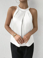 1 Chemisier en satin élégant, pour la saison estivale Confort et raffinement Blanc L