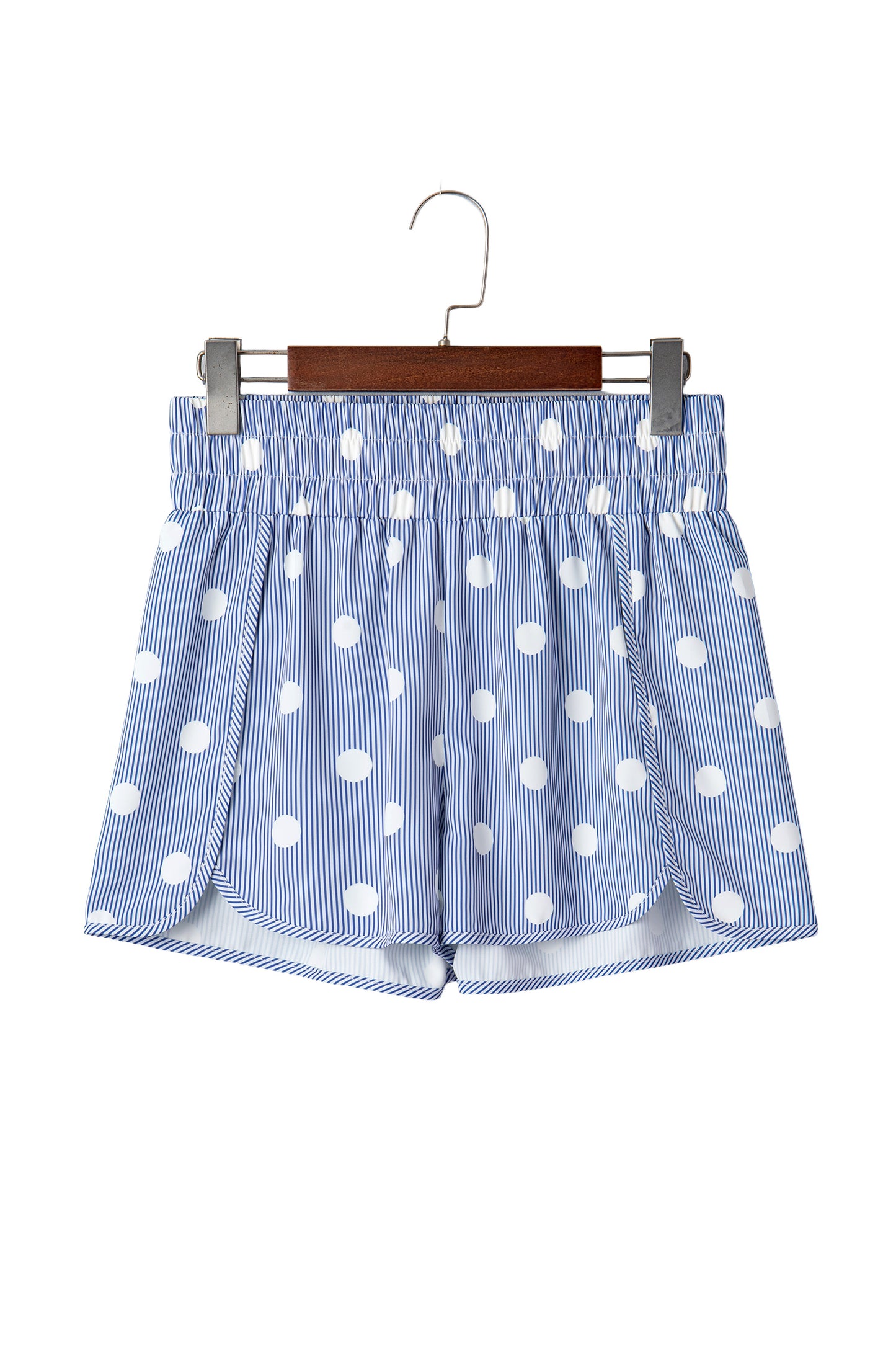 Women's Sky Blue Polka Dot High-Waisted Shorts