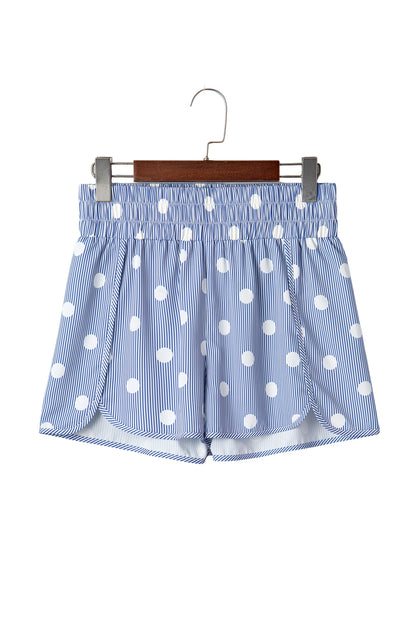 Women's Sky Blue Polka Dot High-Waisted Shorts