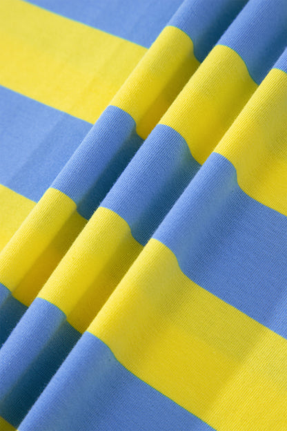 Yellow striped 2-piece athletic set for summer