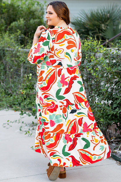 Robe longue grande taille Élégante imprimé floral