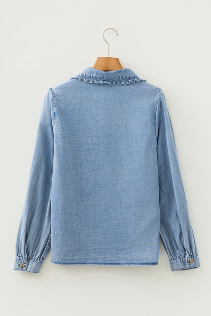 Jean Élégant Beau Blue Ruffled