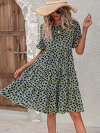 Robe populaire à col rond et manches courtes - Style élégant et coupe régulière