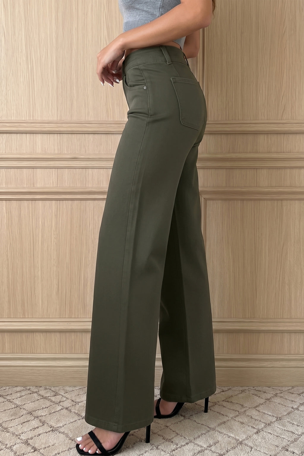 Jean Large Taille Haute Double Bouton – 4 Coloris