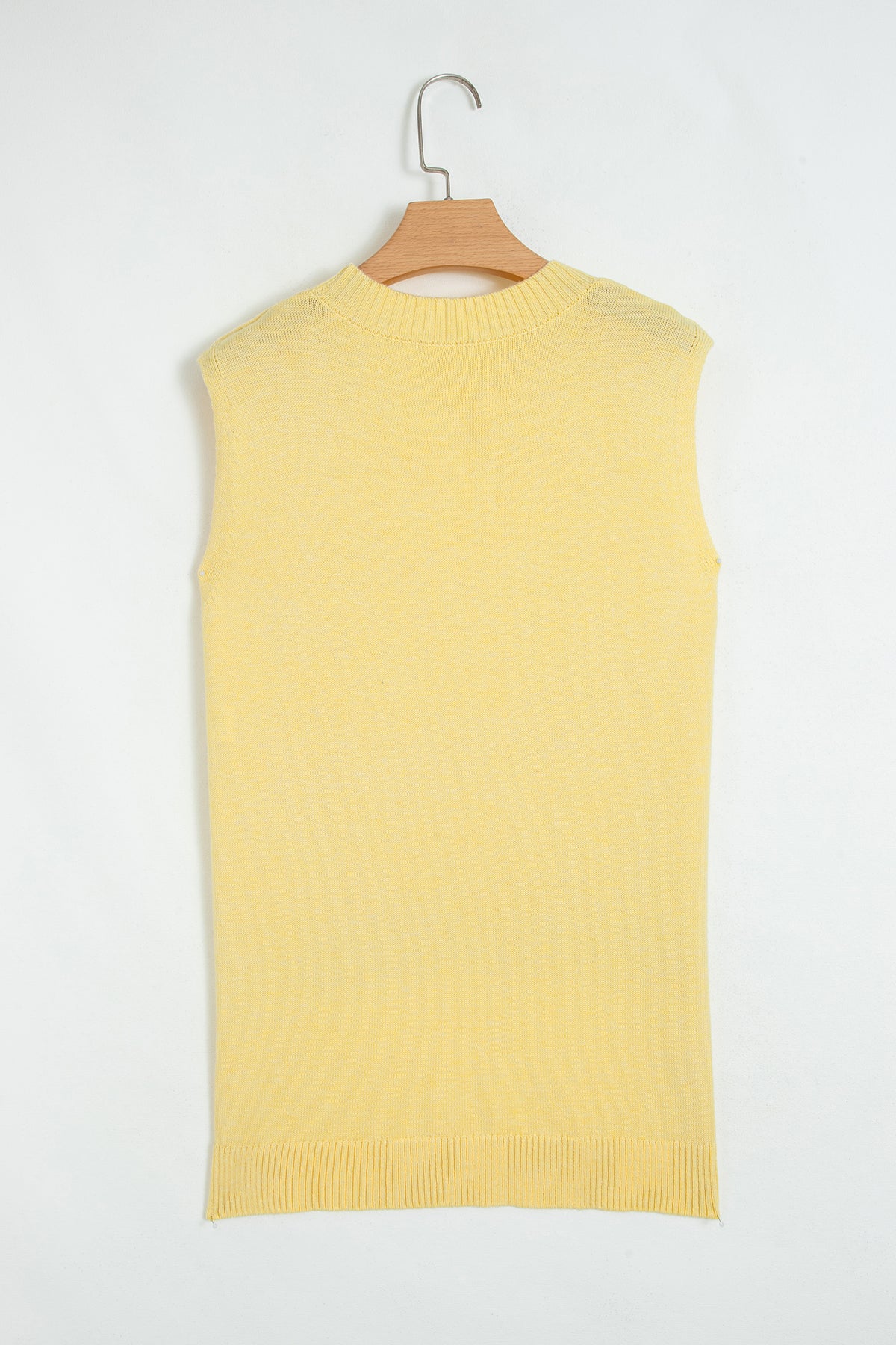 Haut Sans Manches Maille Jaune Femme – Élégant