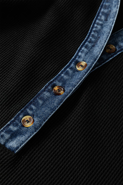 robe shift grande taille détail boutons décoratifs colorblock noir