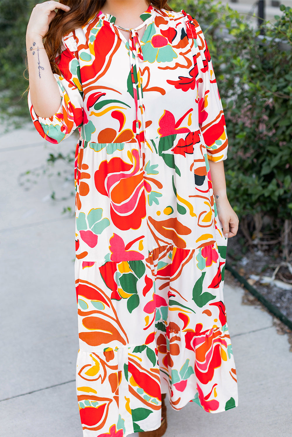 Robe longue grande taille Élégante imprimé floral