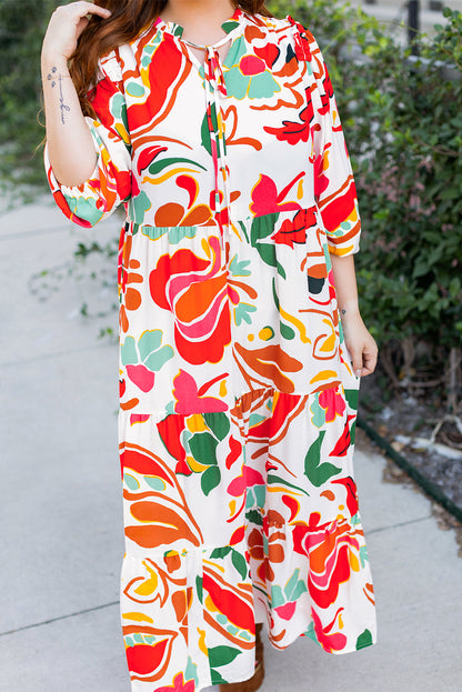 Robe longue grande taille Élégante imprimé floral