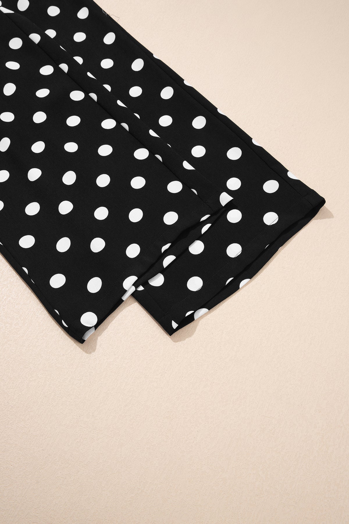 Pantalon Large à Pois Taille Mi-Haute Poches Plaquées – 4 Coloris  Blanc / S / 100%Polyester Olena-Fashion