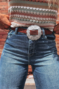 Jean Flare Taille Haute Bleu Moyen à Ourlet Effiloché